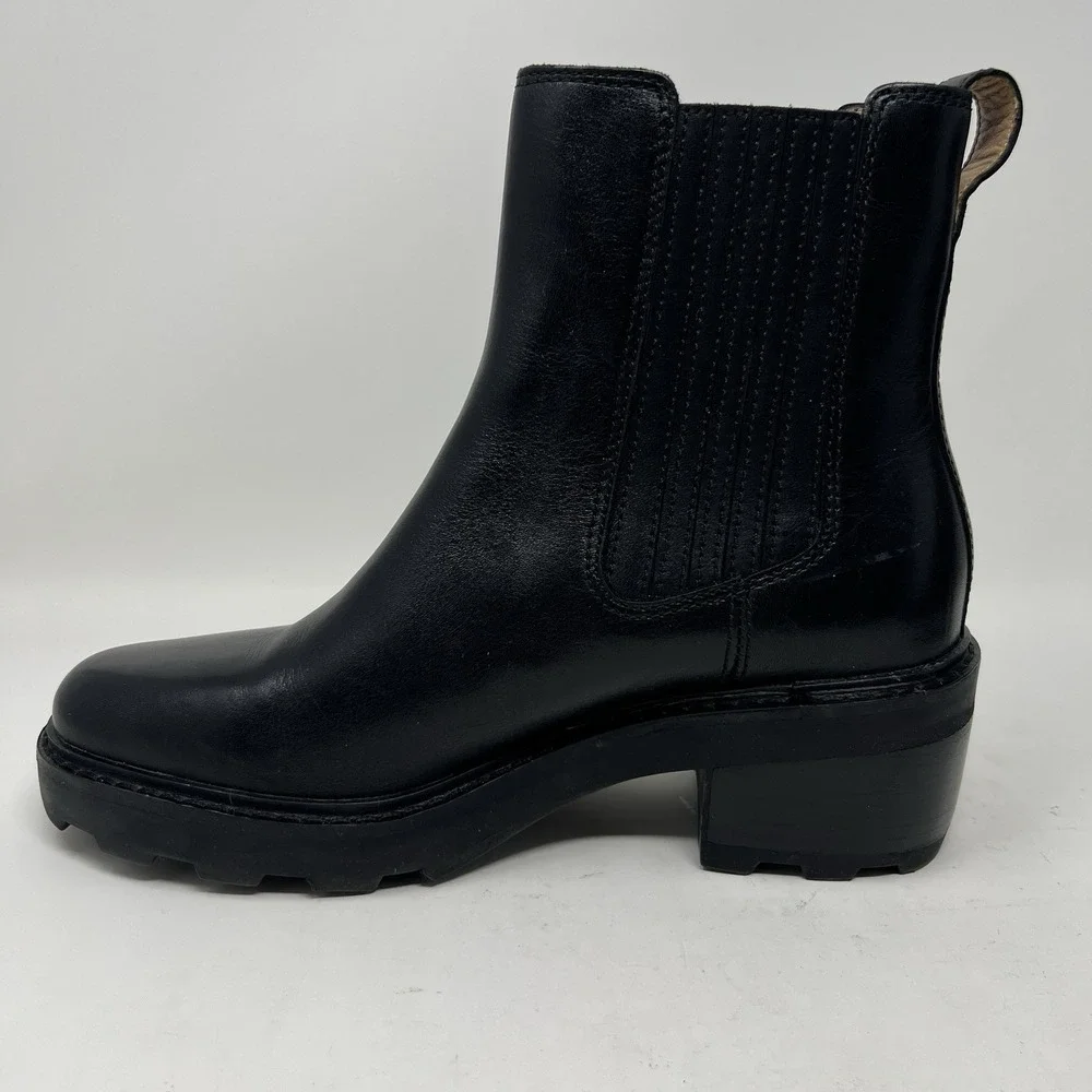 Madewell Gwenda Women's 8 Platform Ankle Chelsea Boots Black Stacked Heel NN019 - Picture 9 of 14
